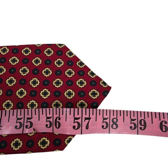 Faconnable Men Tie Necktie Designer Luxury Red Yellow Geometric Corporate Casual - Picture 11 of 13